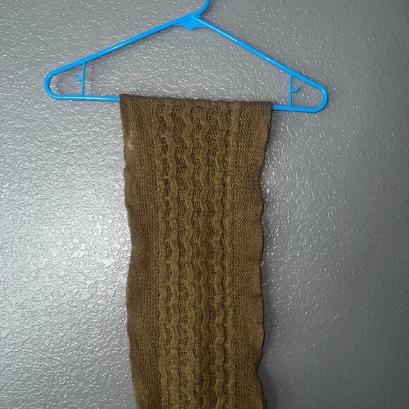 Women’s Brown Cable Knit Scarf Fringe Long Winter Fall Accessory - Picture 2 of 4